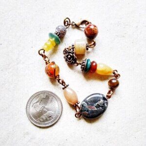 Handmade 4 You! Semi-Precious Stone Beads + Copper Bracelet! Wildchild Boho Chic